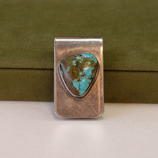 Vintage Silver Turquoise Money Clip