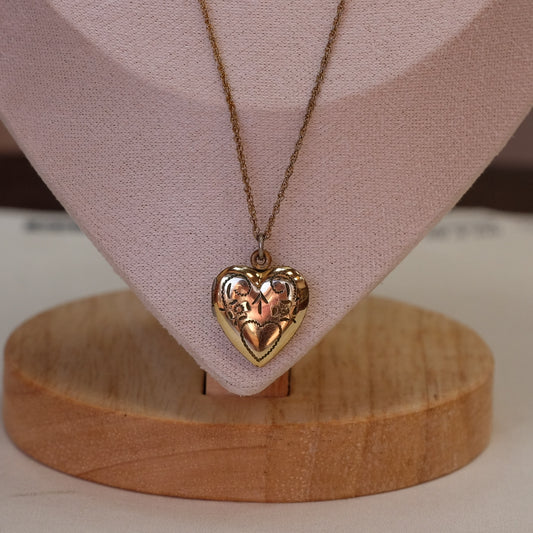 Vintage Gold Filled Heart Locket with Chain