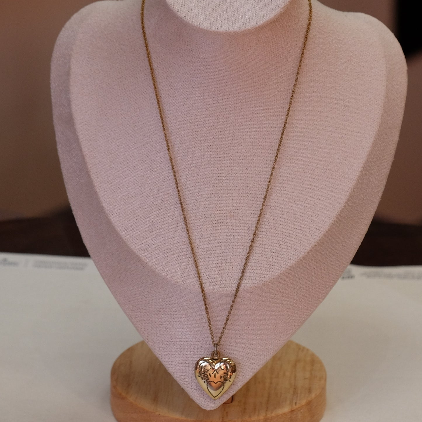 Vintage Gold Filled Heart Locket with Chain