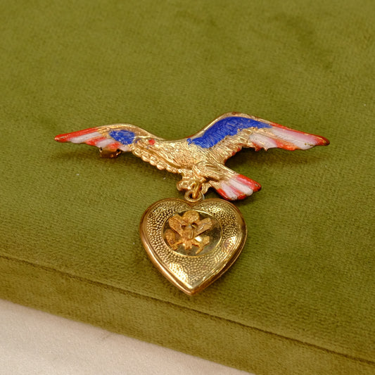 Victory Eagle WWII Pin with heart charm