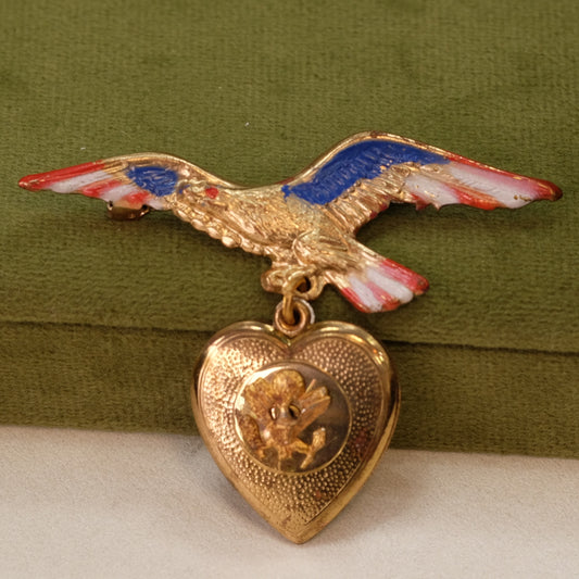 Victory Eagle WWII Pin with heart charm