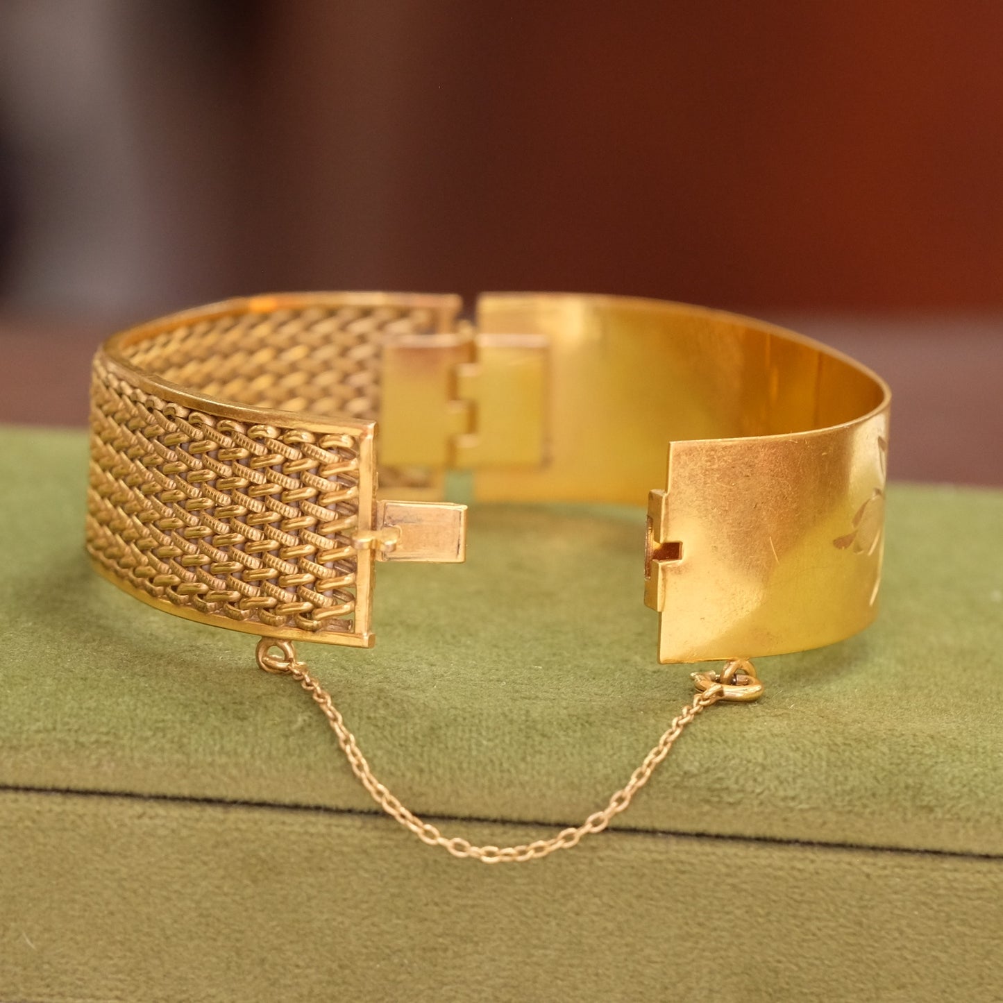 Victorian Gold Filled Two sides Basket and Flower Bracelet