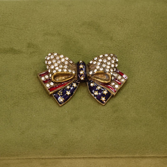 Sweet Romance Patriotic Bow Pin