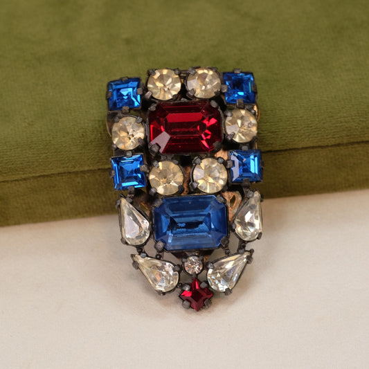Dress Clip with Red, White, and Blue Rhinestones