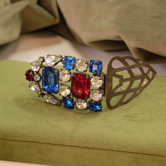 Dress Clip with Red, White, and Blue Rhinestones