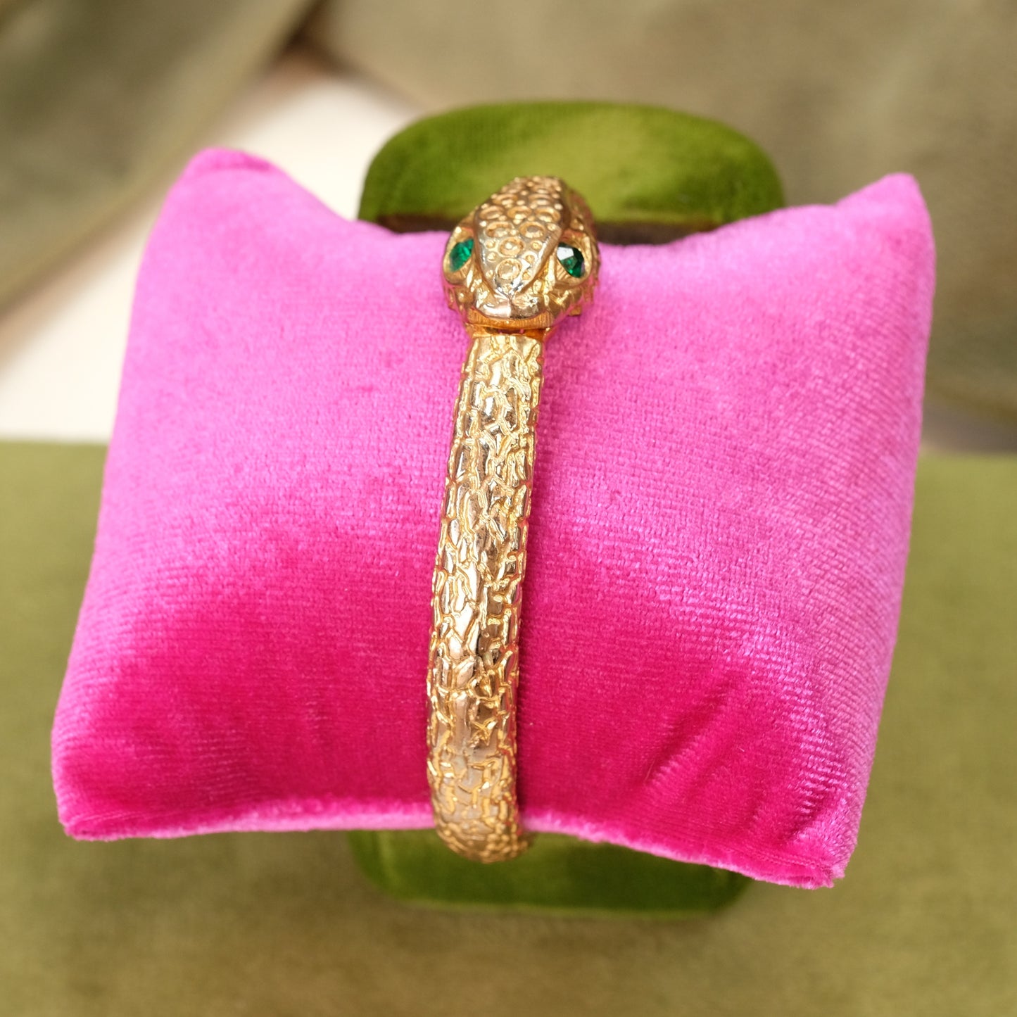 Snake Bangle with Green Eye