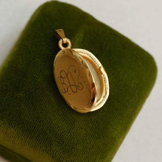Victorian Gold Filled Oval Locket with Initials