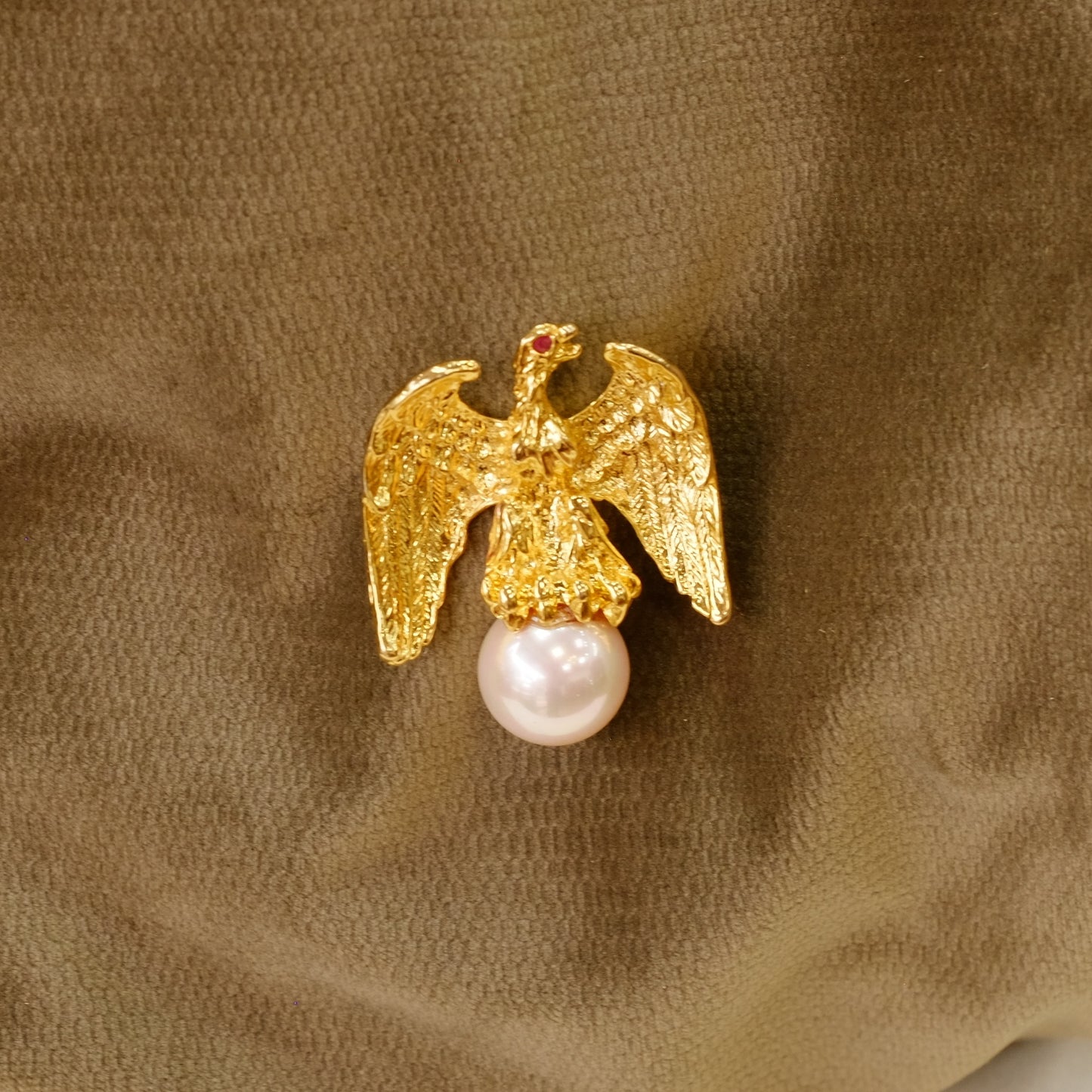 Ann Hand Sterling Vermeil Eagle with Faux Pearl