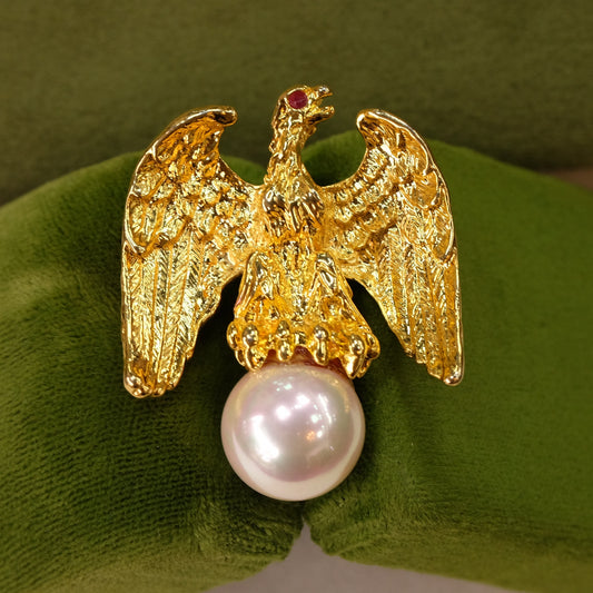 Ann Hand Sterling Vermeil Eagle with Faux Pearl