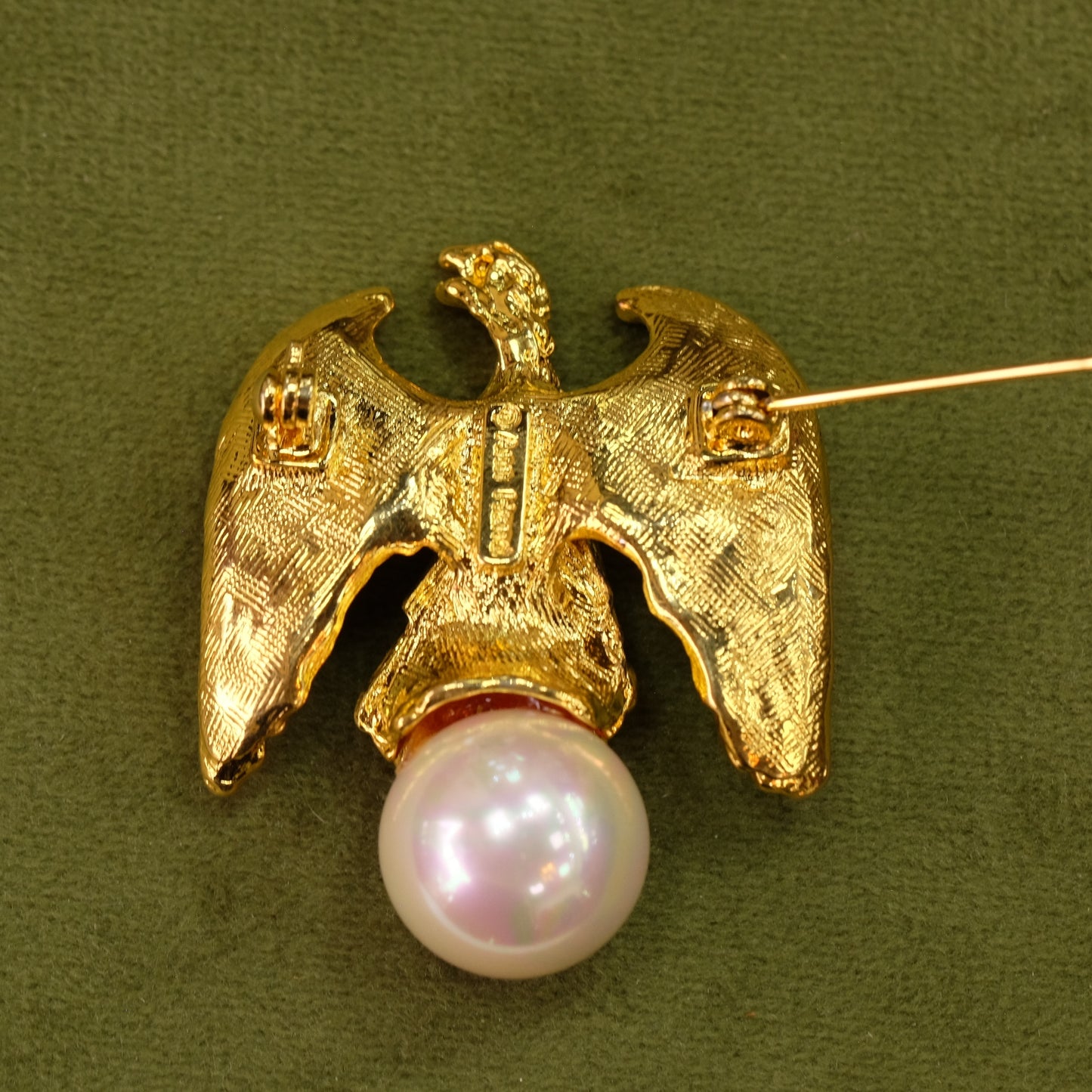 Ann Hand Sterling Vermeil Eagle with Faux Pearl