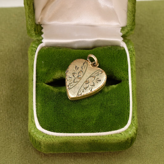 12K Gold Etched Gold Heart locket