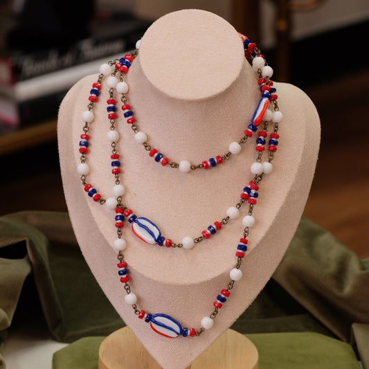 Miriam Haskell Patriotic Glass beads 1970s