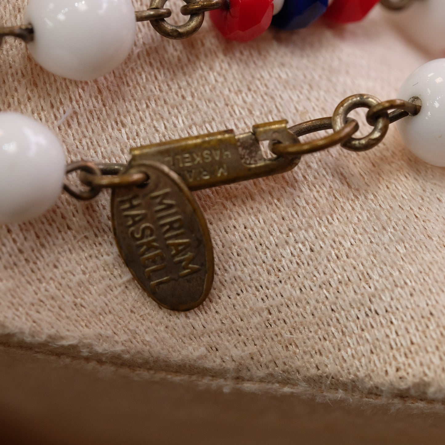 Miriam Haskell Patriotic Glass beads 1970s