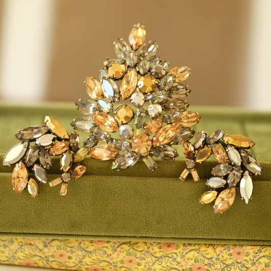 Vintage Regency Brooch and Earrings Set 1950s