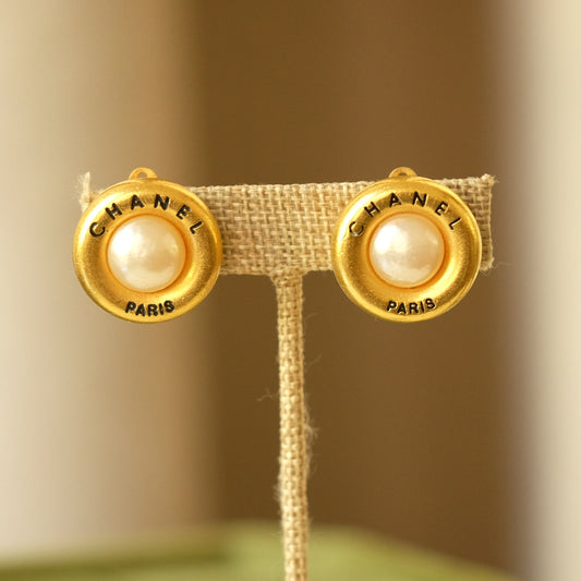 Vintage Chanel Button Earrings 1990s