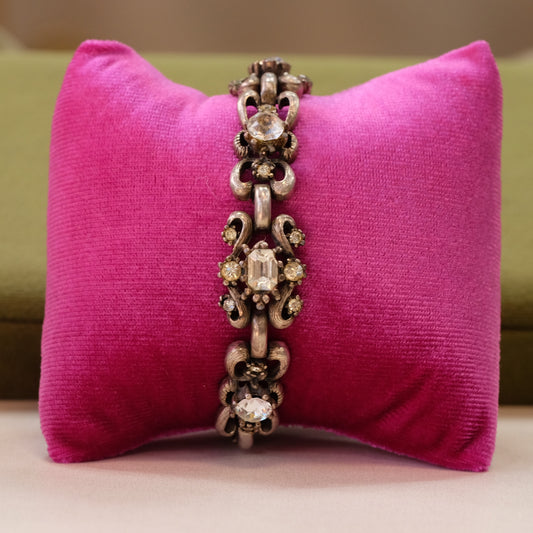 Coro Silvertone and Rhinestone Bracelet