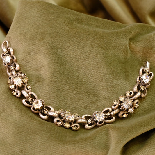 Coro Silvertone and Rhinestone Bracelet