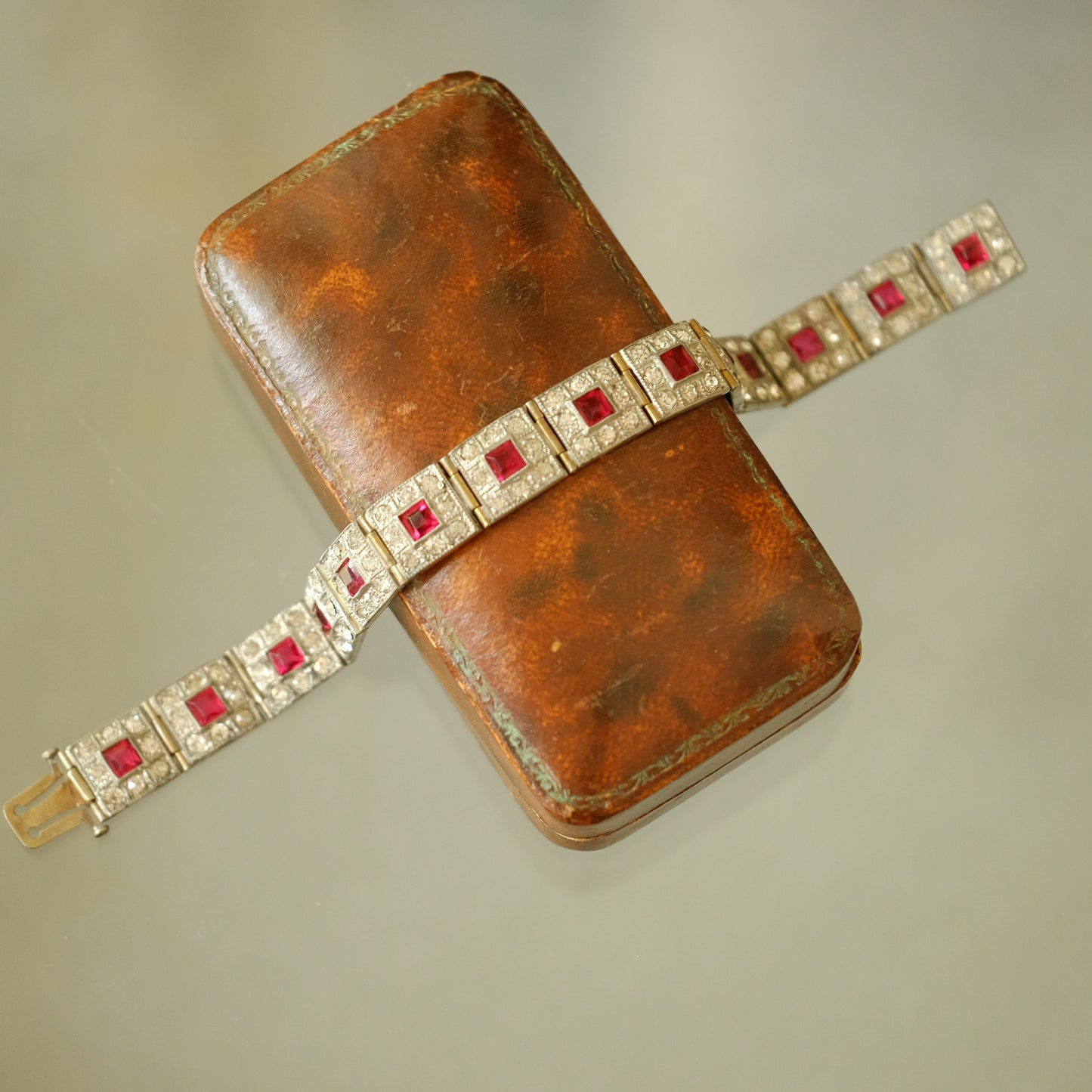Antique Faux Ruby Paste Bracelet 1920s