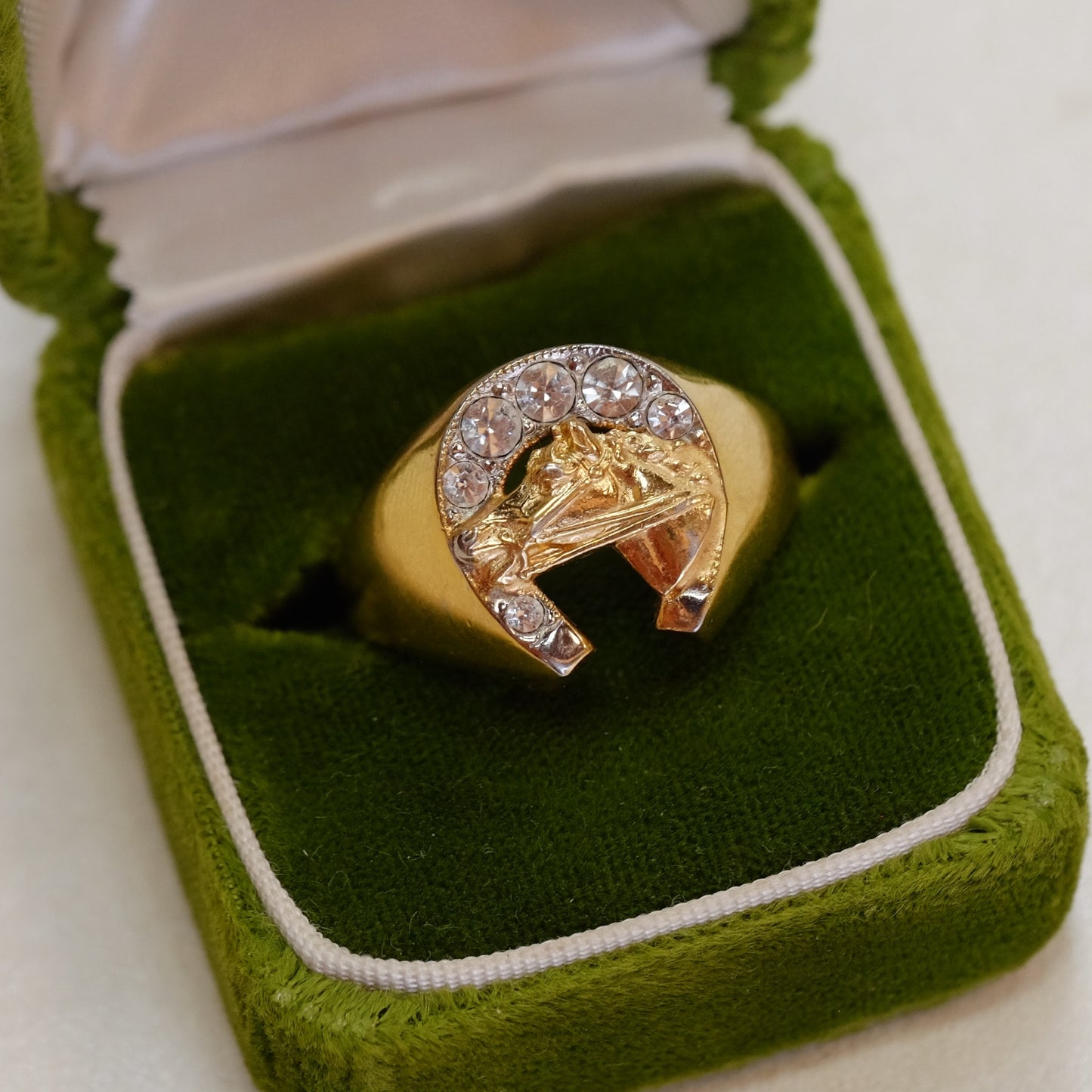 14k Gold Electroplated over Silver Horseshoe Ring