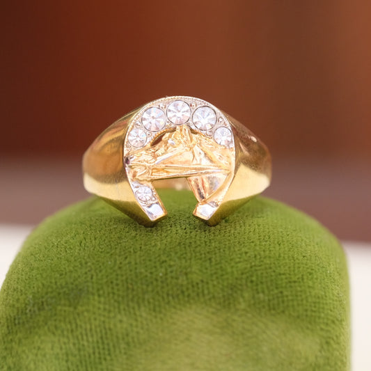 14k Gold Electroplated over Silver Horseshoe Ring