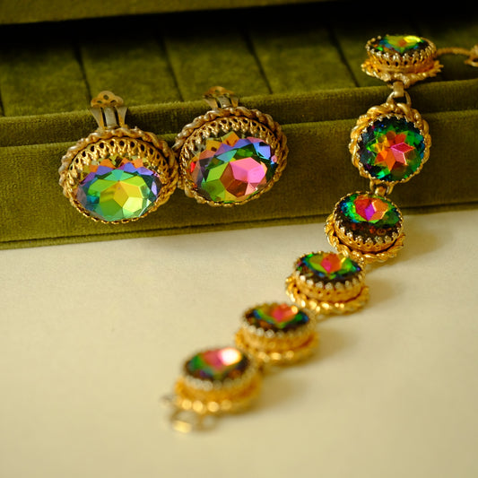 Elsa Schiaparelli Watermelon Bracelet and Earrings Set 1950s