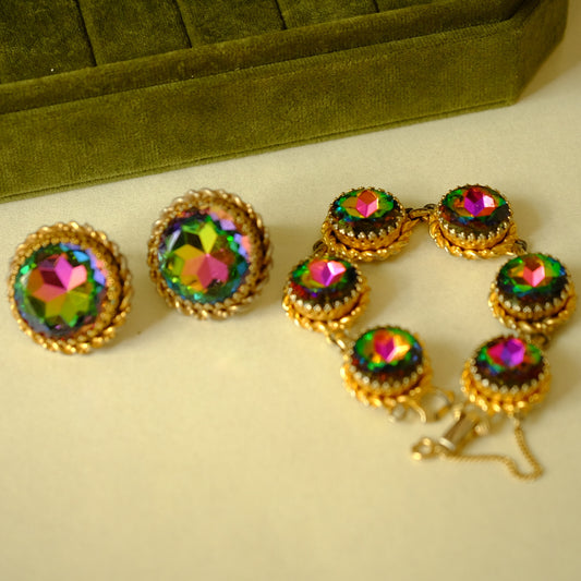 Elsa Schiaparelli Watermelon Bracelet and Earrings Set 1950s