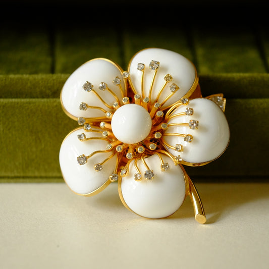Nettie Rosenstein Poured Glass Flower Pin 1950s