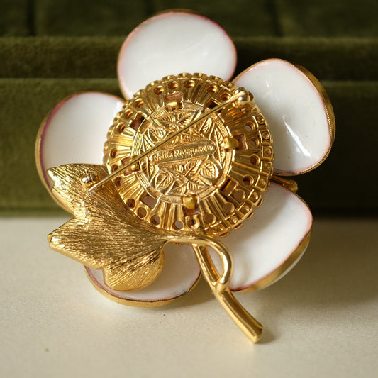 Nettie Rosenstein Poured Glass Flower Pin 1950s