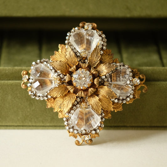 Vintage Miriam Haskell Clear Lucite Cross Brooch 1950s