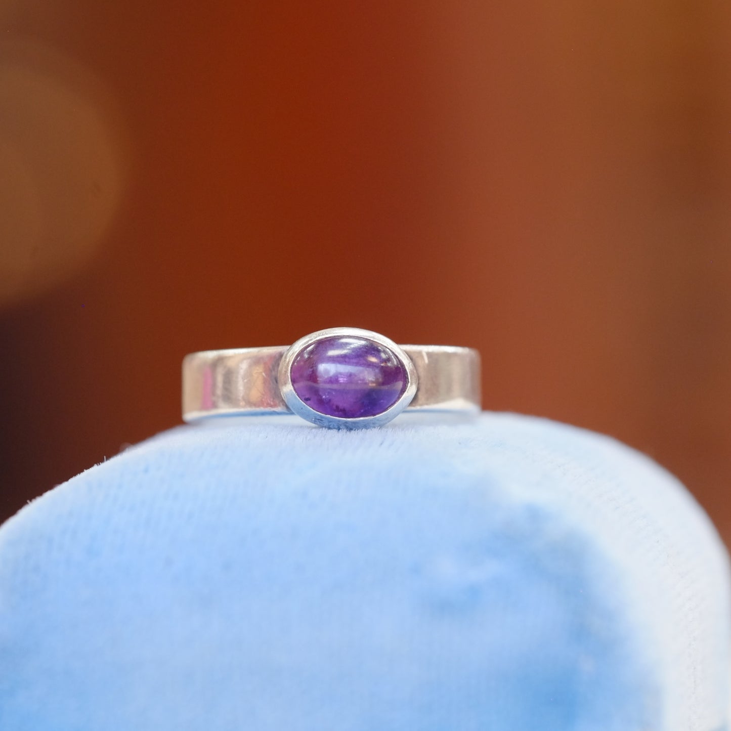 Silver Cabochon Amethyst Ring