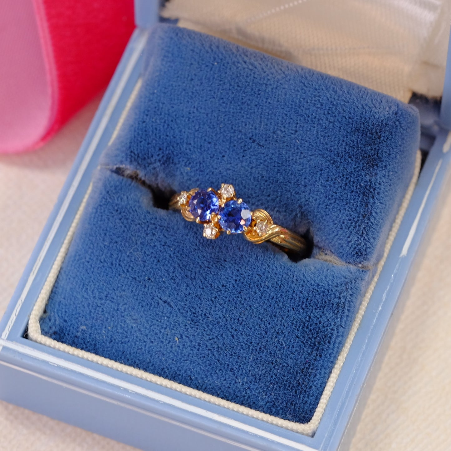 14K Gold Victorian Natural Sapphire Diamond Ring