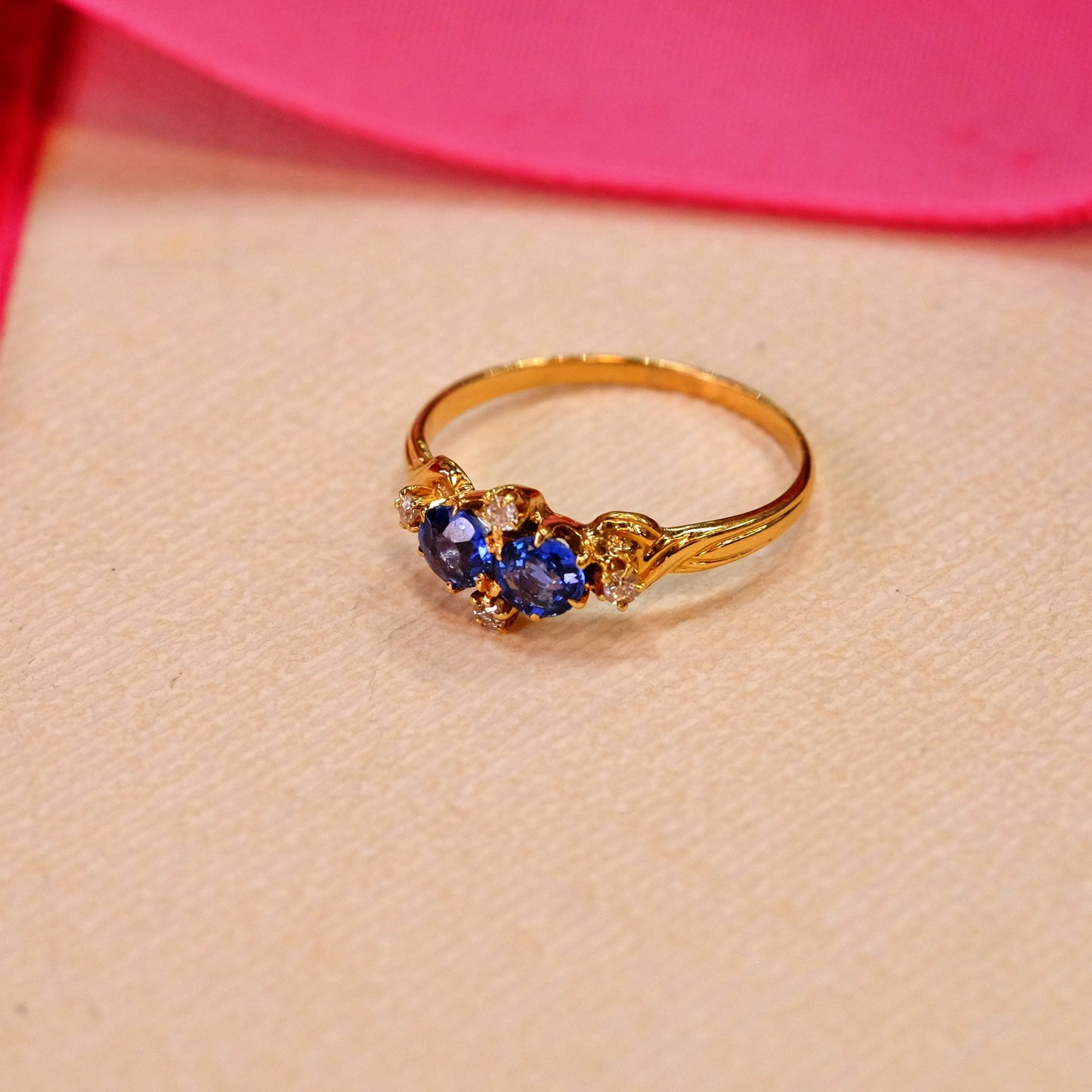 14K Gold Victorian Natural Sapphire Diamond Ring