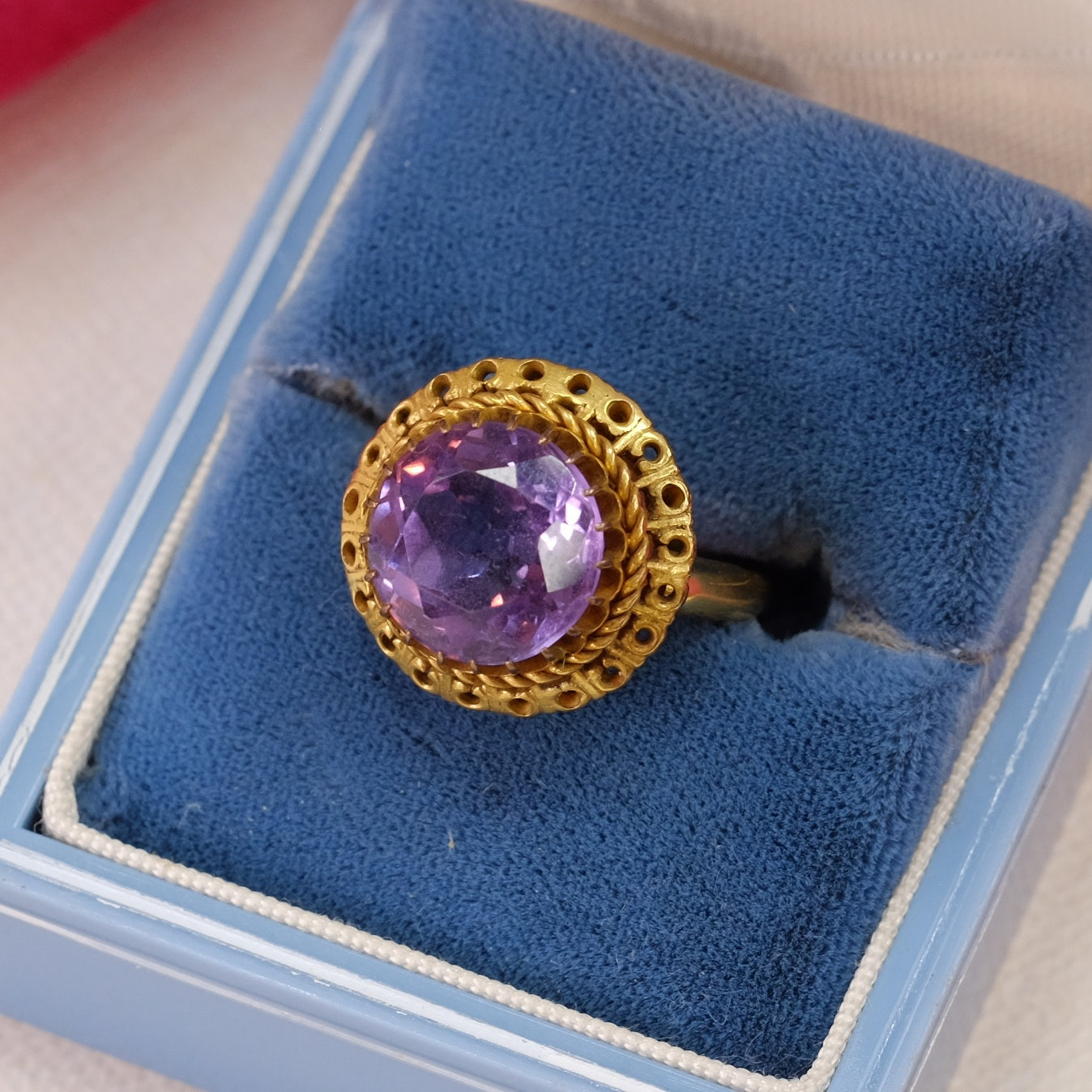 Antique Gold Plated ring with Amethyst
