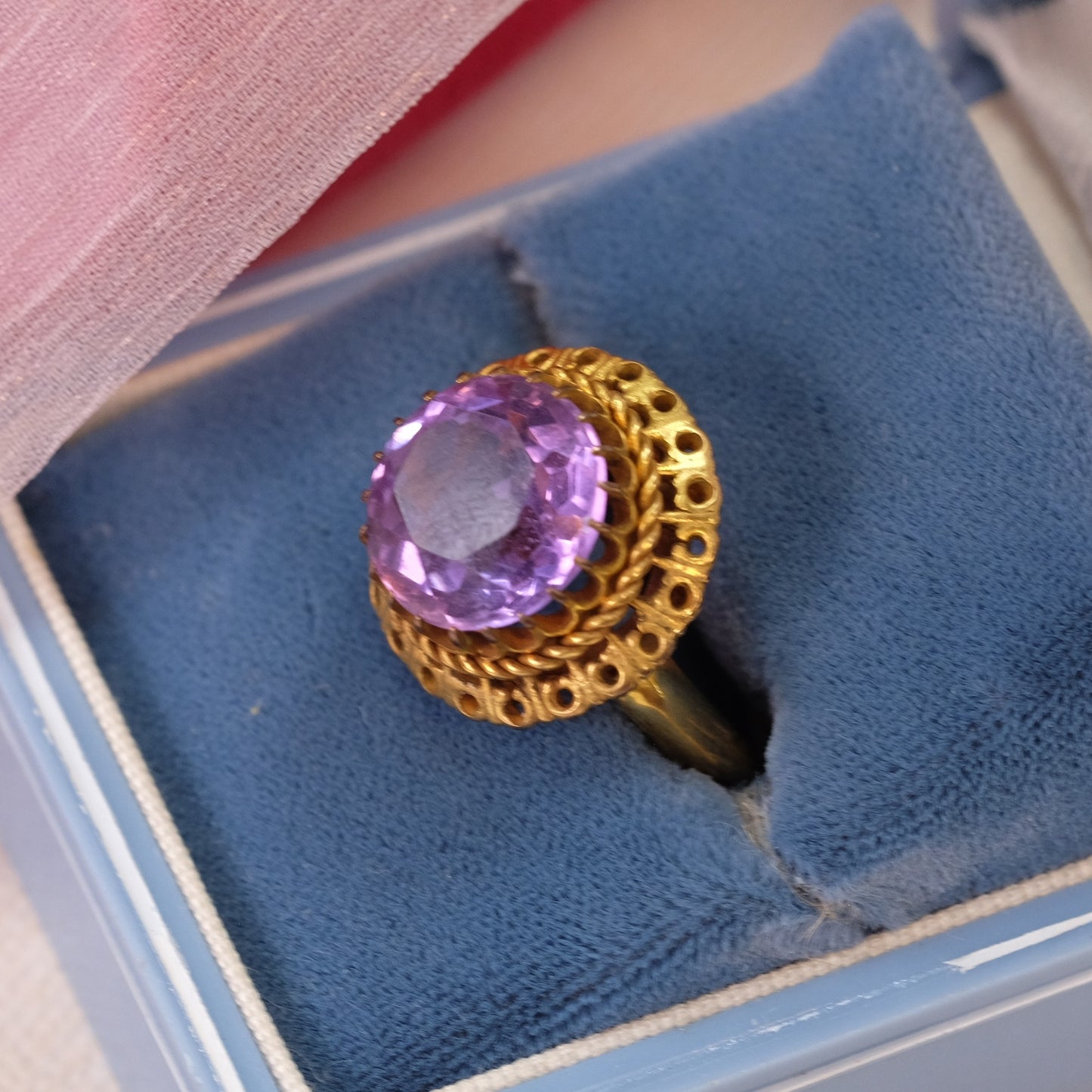 Antique Gold Plated ring with Amethyst