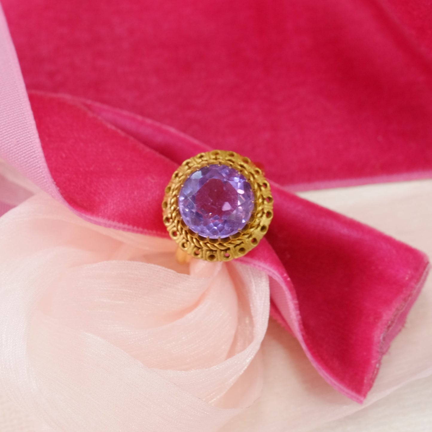 Antique Gold Plated ring with Amethyst