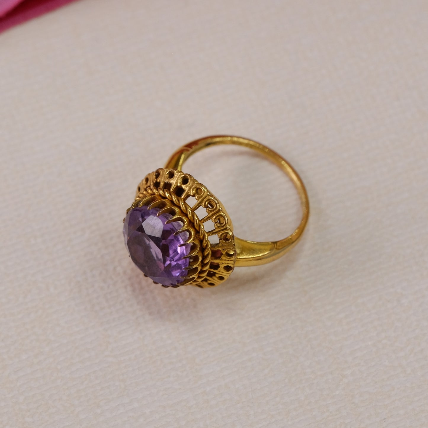 Antique Gold Plated ring with Amethyst