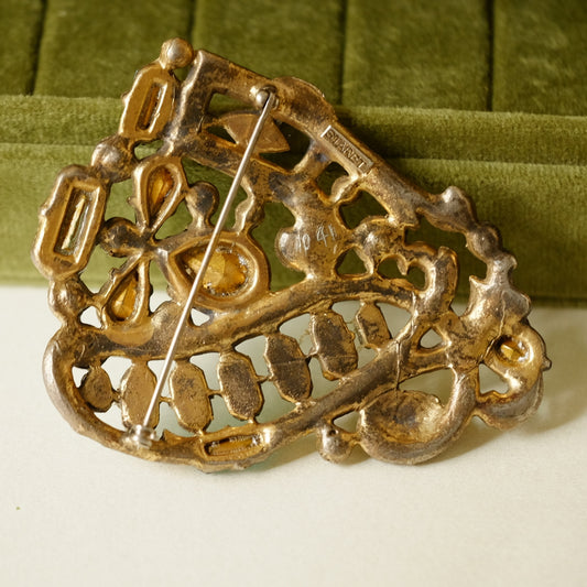 Antique Staret Aqua Glass Brooch 1940s
