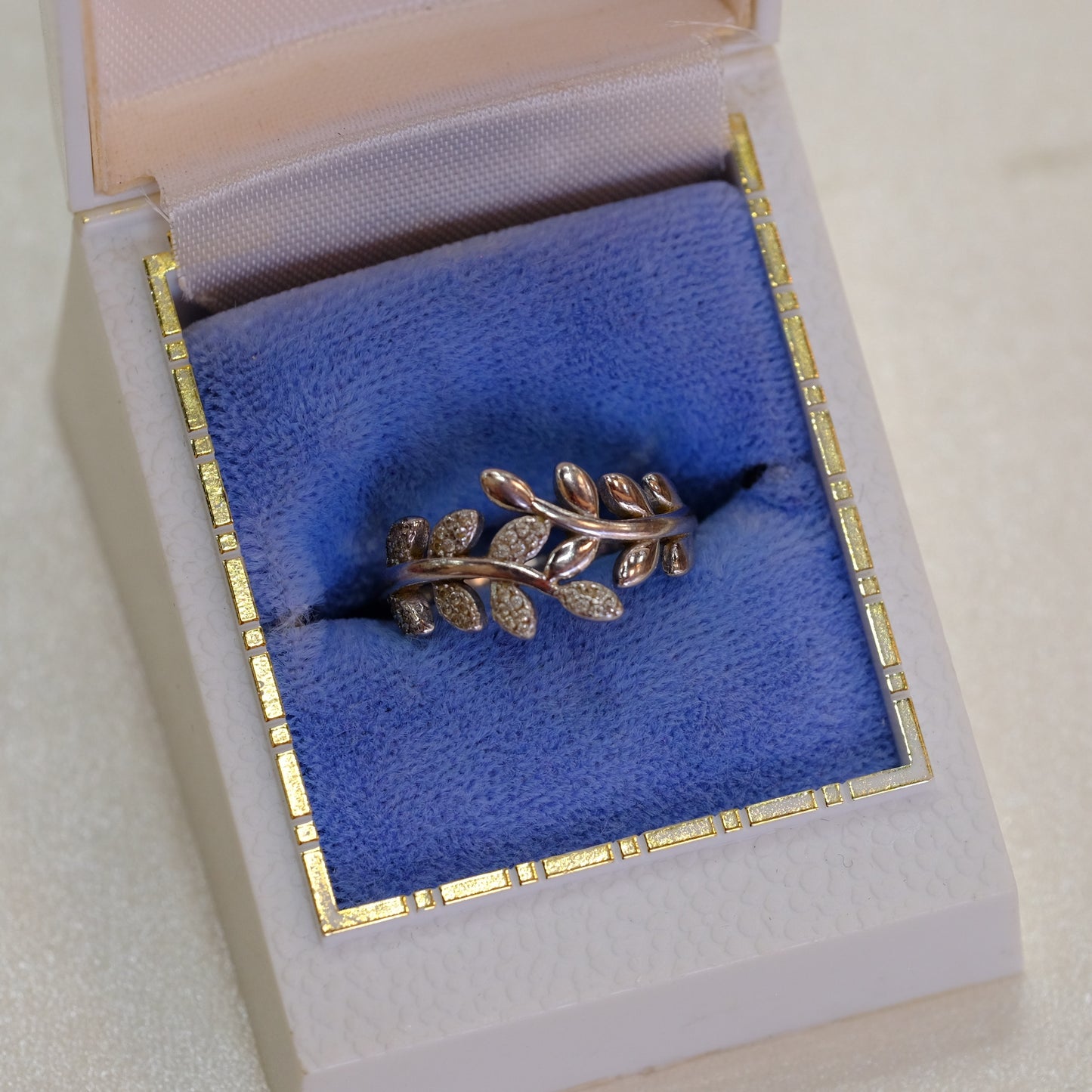 Silver Leaves Ring with Delicate Detail