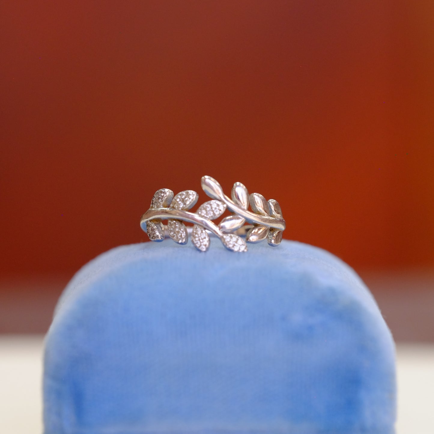 Silver Leaves Ring with Delicate Detail
