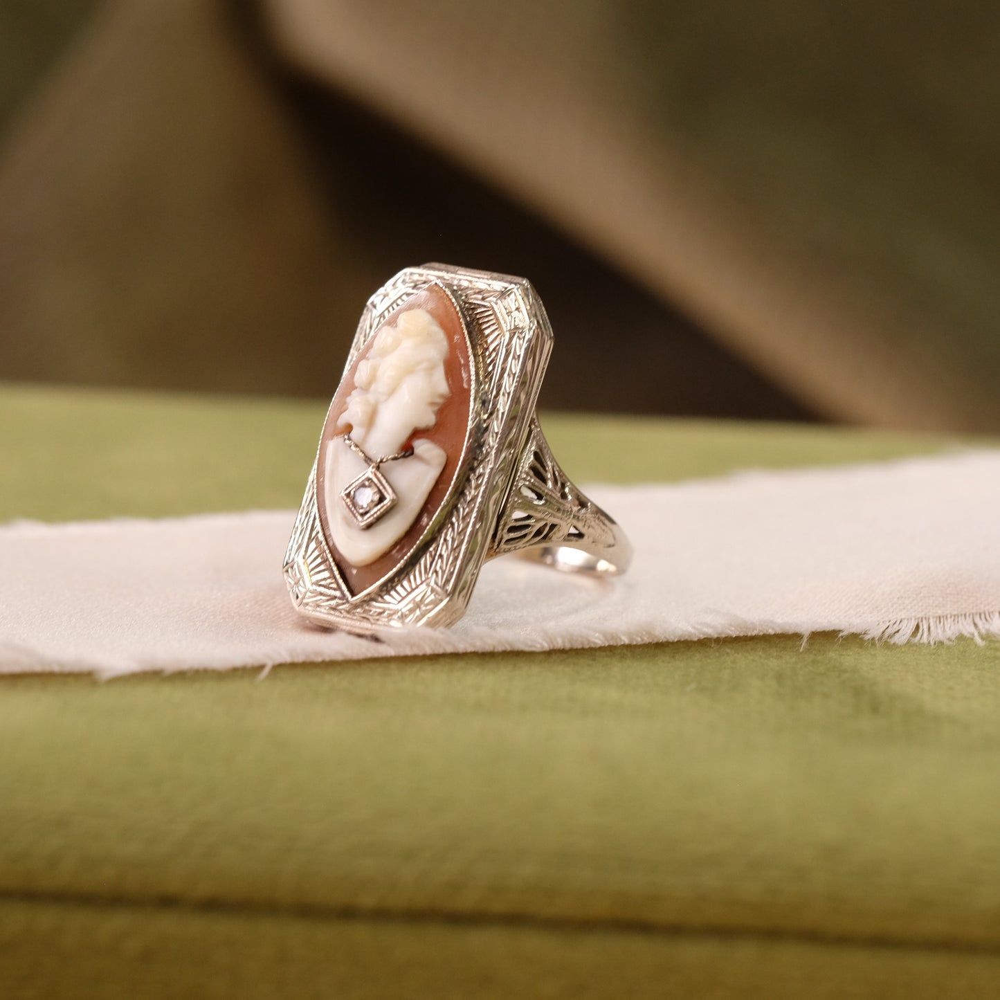 Victorian Diamond Cameo Locket Ring
