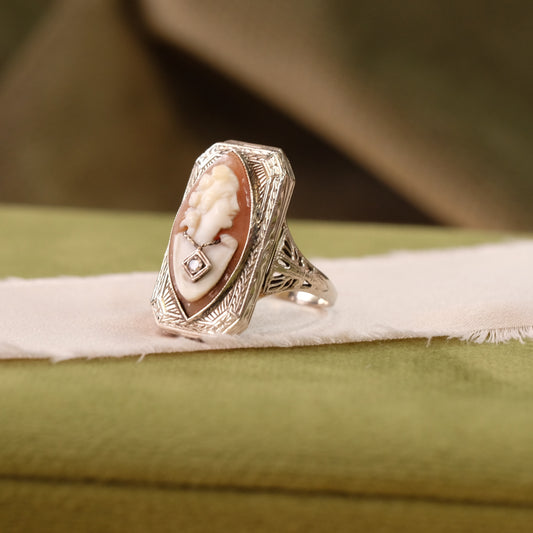 Victorian Diamond Cameo Locket Ring