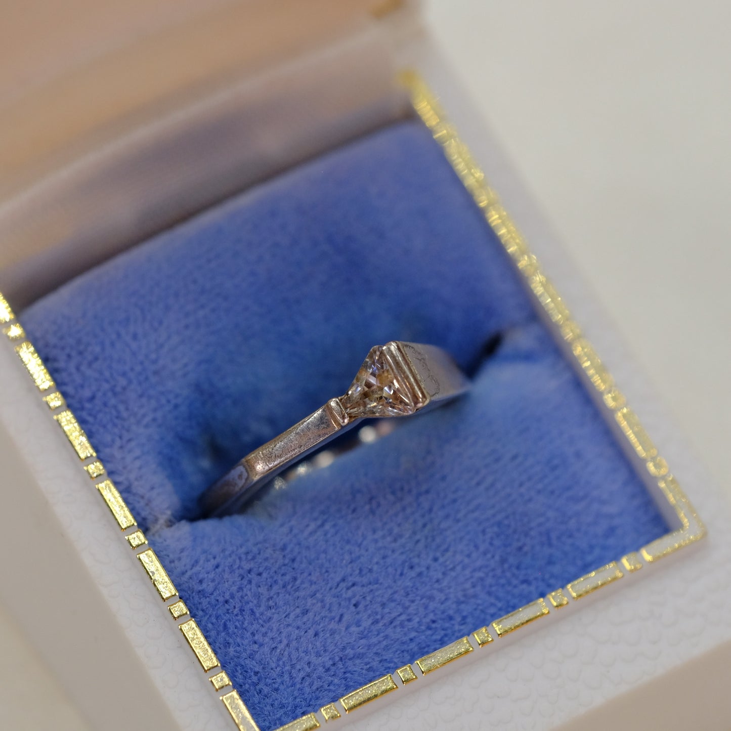 Abstract Silver Ring with Rhinestone