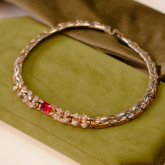 Red and Clear Rhinestone Choker