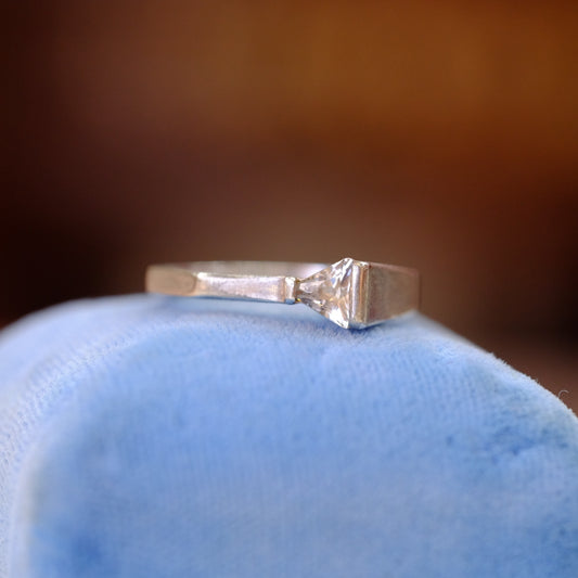 Abstract Silver Ring with Rhinestone