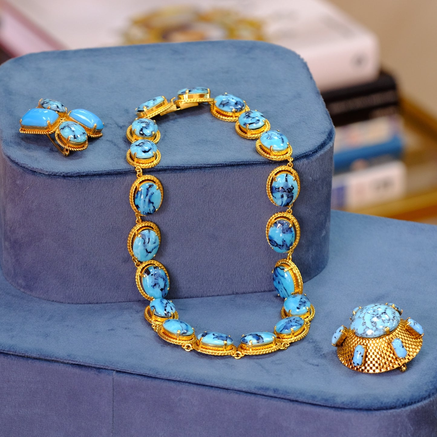 Christian Dior Blue Faux Turquoise Necklace 1960s