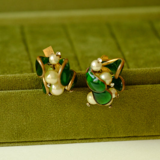 Vintage Gripoix Lilly of the Valley French Earrings 1960s