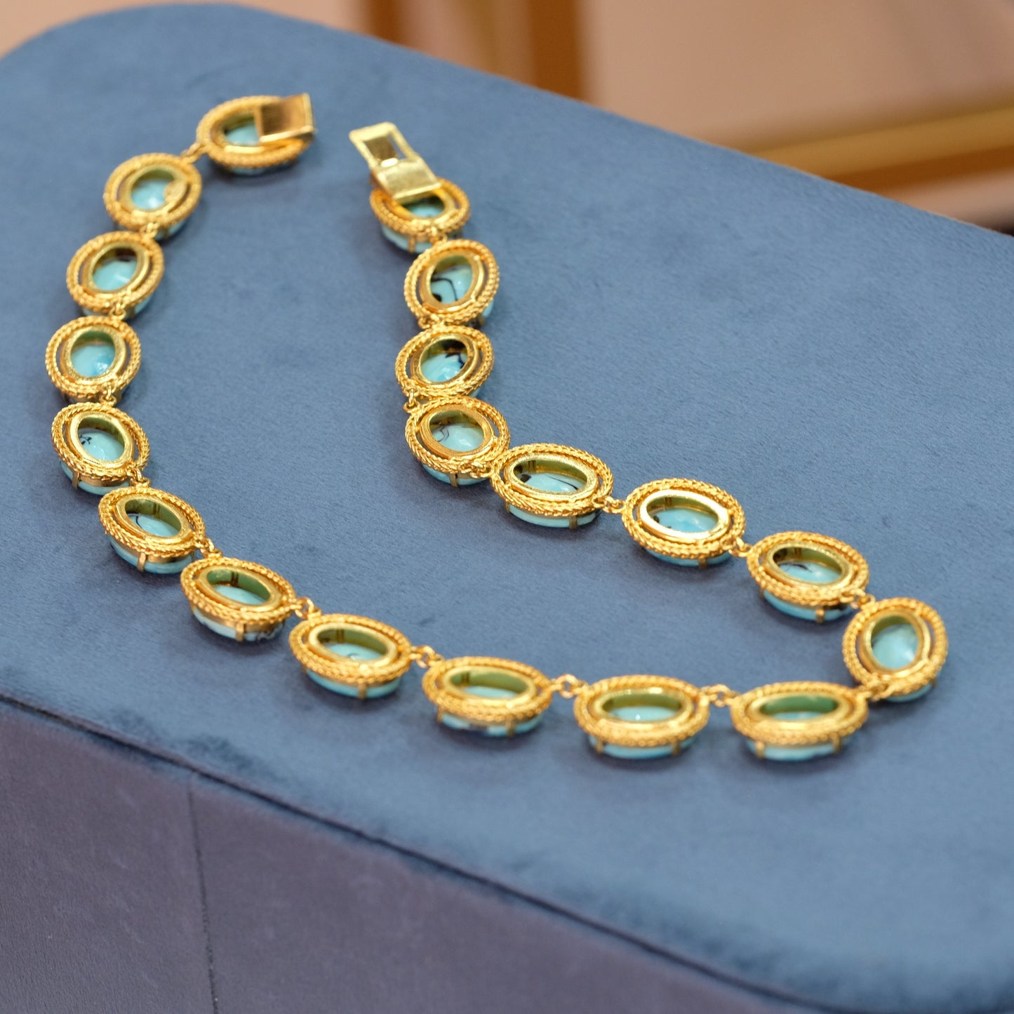 Christian Dior Blue Faux Turquoise Necklace 1960s
