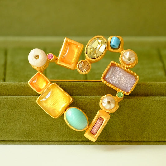 Christian Lacroix Heart Multicolor Brooch 1990s