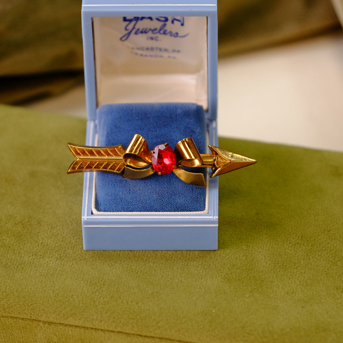 Coro Jeweled Bow and Arrow Pin