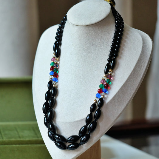 Vintage French Glass Beads Necklace 1960s